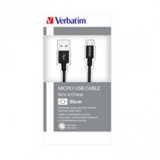 VERBATIM USB-kabel type A naar MicroUSB 30 cm zwart