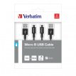 023942488750 VERBATIM USB-kabels type A naar MicroUSB duo-pak 1 meter + 30 cm zwart