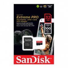 SANDISK microSDHC geheugenkaart 32GB 100MB/sec Extreme Pro + adapter