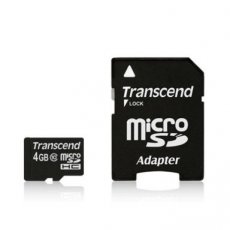760557820130 TRANSCEND microSDHC geheugenkaart 4GB 20MB/sec met adapter